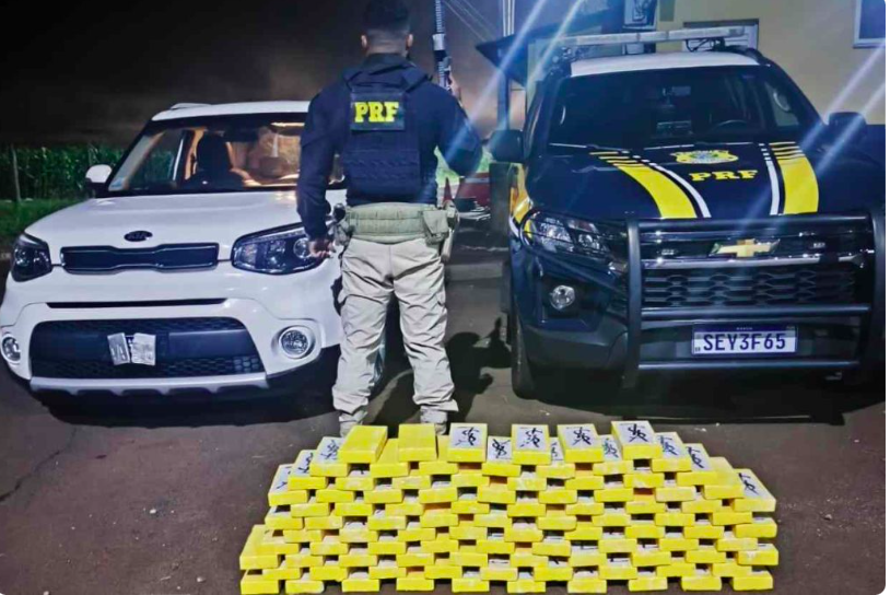 Cocaína de R$ 7,4 milhões é encontrada em carro com bebê em Santa Terezinha de Itaipu