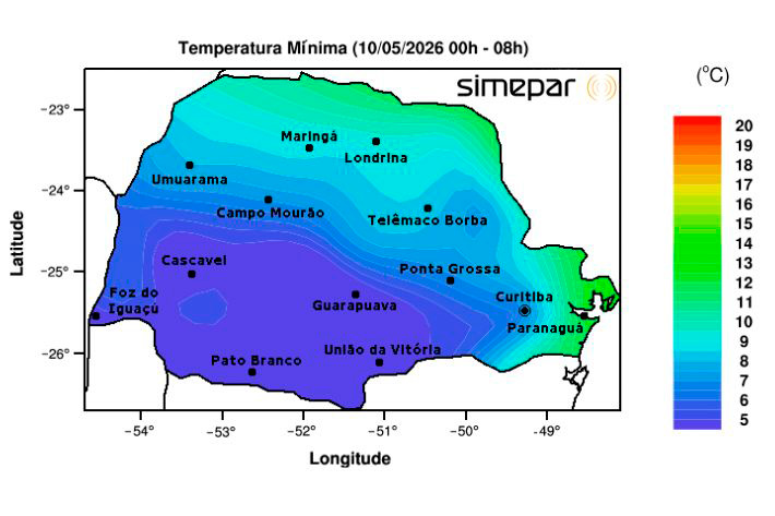 Paraná registra o amanhecer mais frio do ano e temperaturas podem cair ainda mais