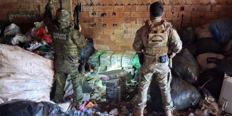 Ação conjunta apreende quase 800 quilos de maconha em depósito clandestino em Foz do Iguaçu