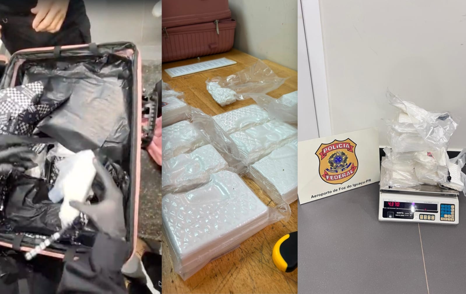 Mulher é presa no Aeroporto de Foz com mais de 4 kg de cocaína escondidos em mala