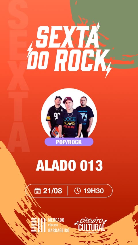 Sexta do Rock leva Banda Alado 013 ao Mercado Público Barrageiro