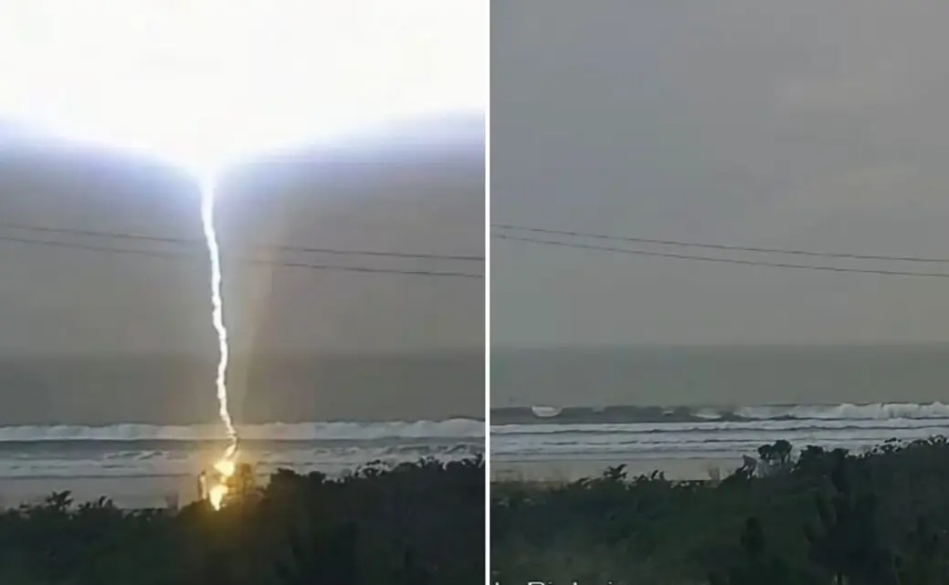 Turista morre após ser atingida por raio durante caminhada em praia de SC