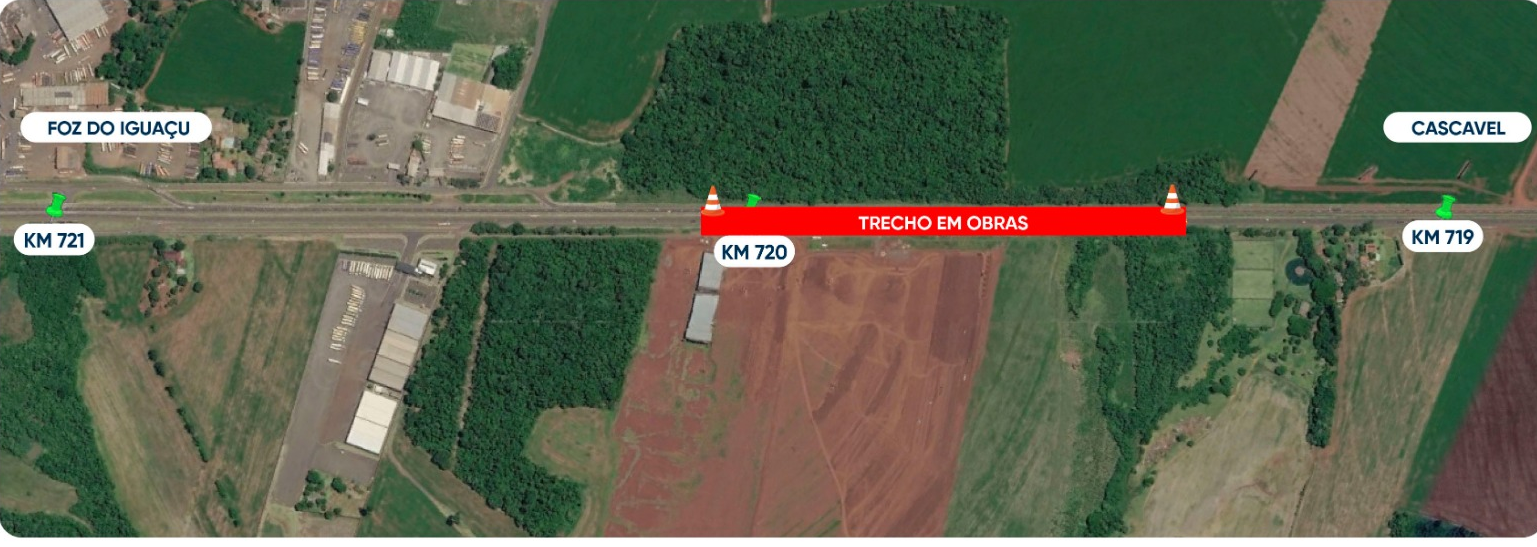 BR-277 terá faixa interditada a partir desta sexta-feira em Foz do Iguaçu