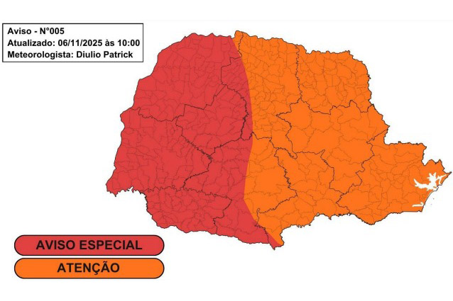 Tempestades intensas podem atingir Foz do Iguaçu e região, alerta Simepar