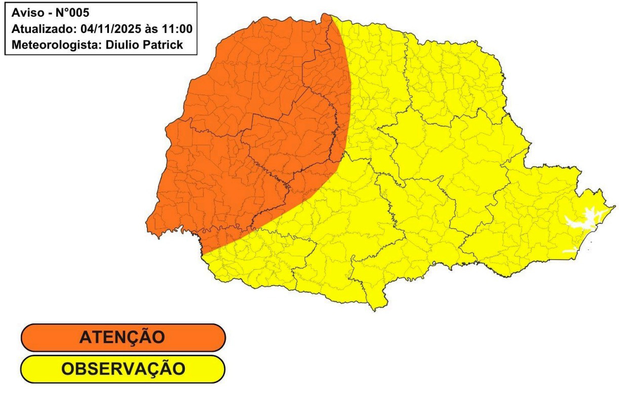 Atenção, Foz do Iguaçu! Novo alerta de temporais e ventos fortes nos próximos dias