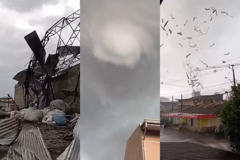 Tornado em SJP deixou dois feridos e atingiu até 300 residências, diz Corpo de Bombeiros