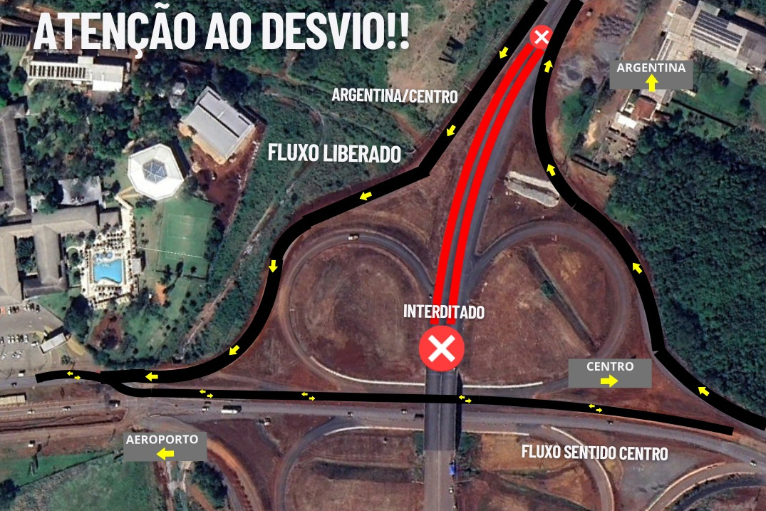 Avenida das Cataratas em Foz do Iguaçu terá alteração de tráfego a partir desta terça